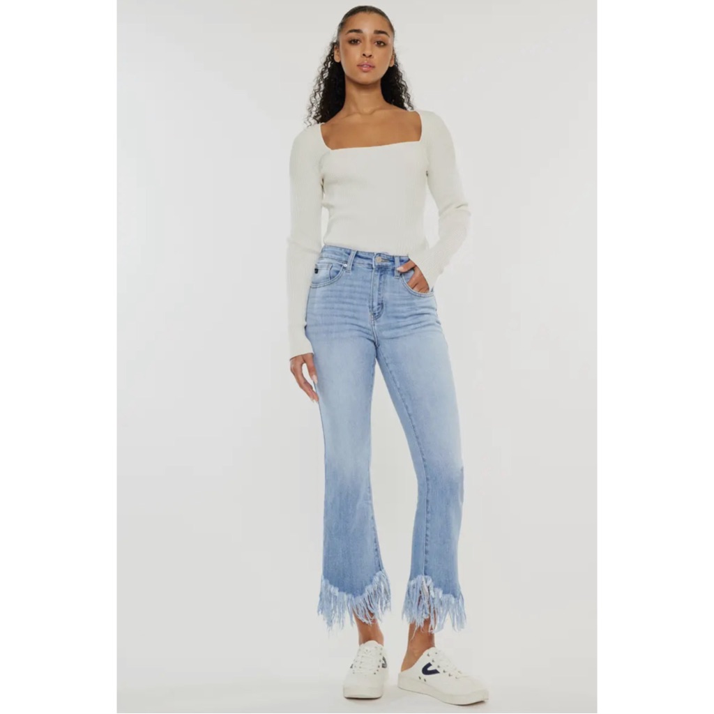 Kancan High Rise Crop Bootcut Denim Jeans